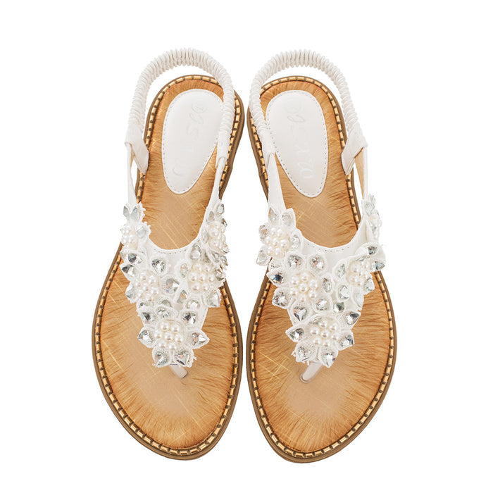 Tucomosi Bohemia Round Toe Flower Flat Sandals