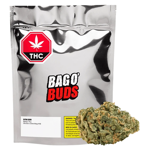 A close-up of the “Ultra Sour” packaging, showcasing bold typography and a vibrant red and white color scheme.