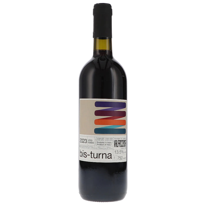 Valfaccenda red wine bottle, dark glass with label and 13.5% vol, 750 ml.