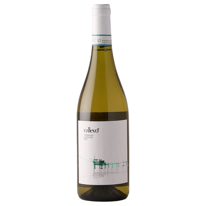 Vallevo Trebbiano d'Abruzzo 2023 white wine bottle with green glass and cream label