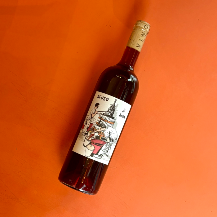 2022 red wine bottle with cork and illustrated label