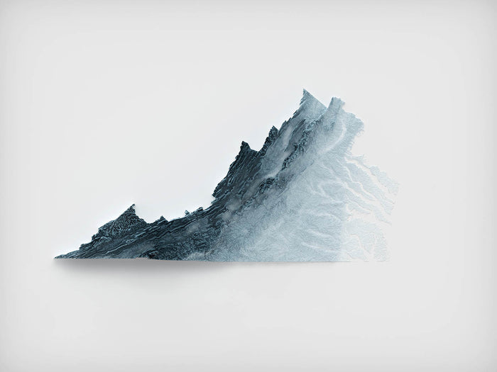 Virginia Topographic 3D Relief Map