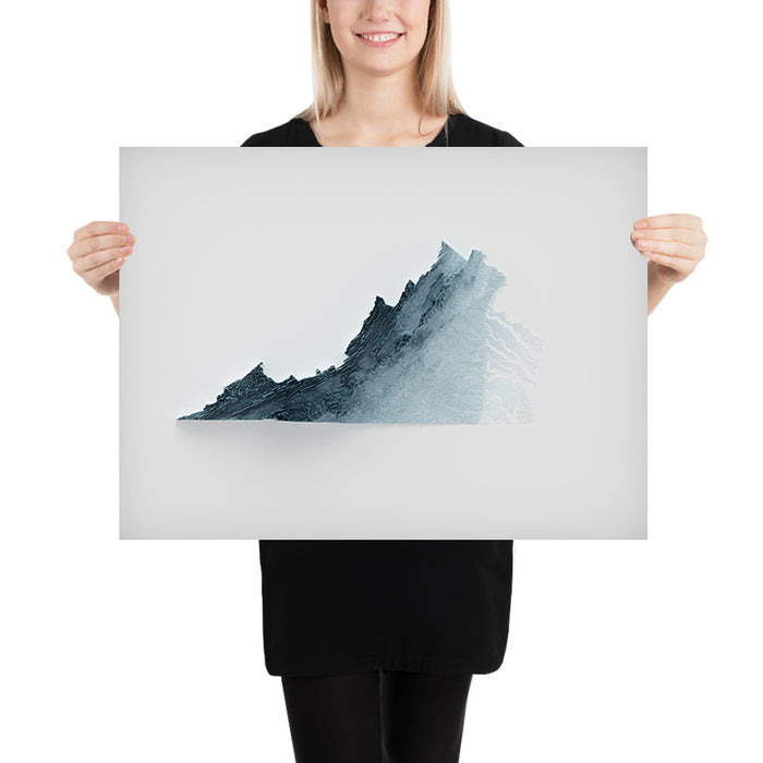 Virginia Topographic 3D Relief Map