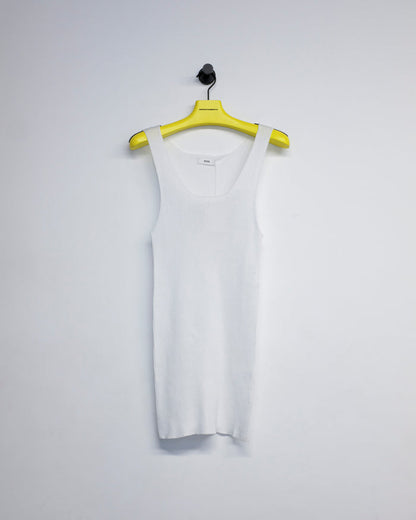 White Cotton Fine Rib Tank Top