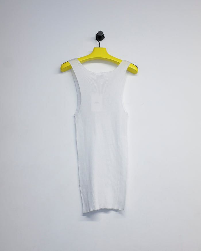 White Cotton Fine Rib Tank Top