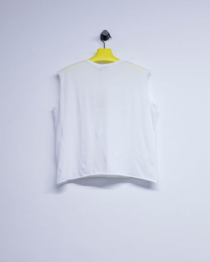 White Cotton Only You Sleeveless Raw Tee | Second/Layer | DEPARTAMENTO