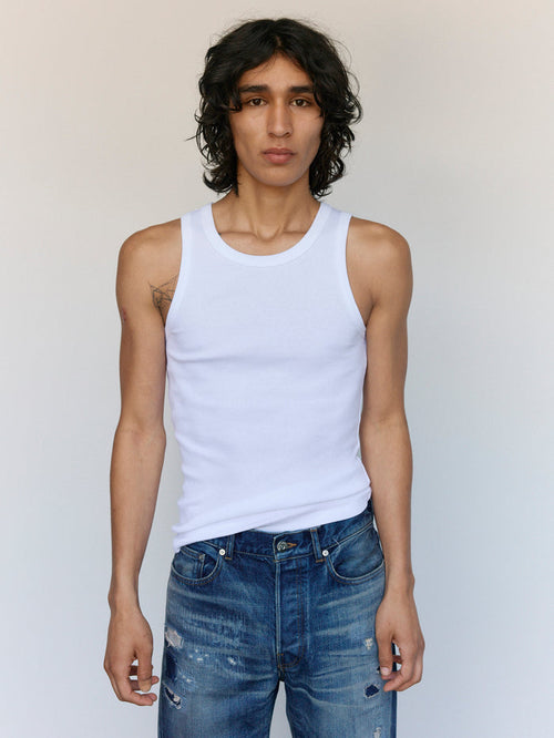 White Cotton Rib Vest
