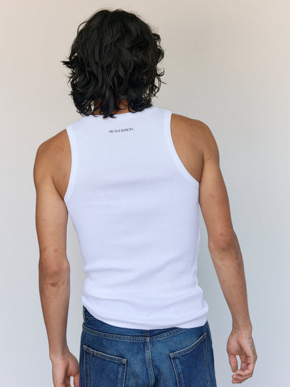 White Cotton Rib Vest