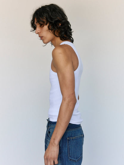 White Cotton Rib Vest