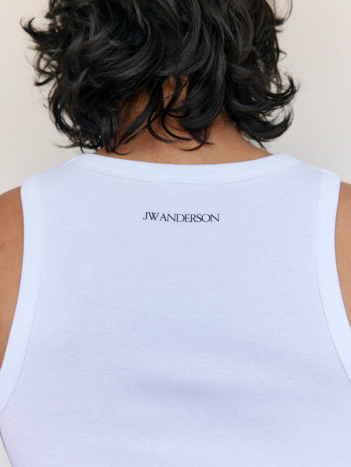 White Cotton Rib Vest