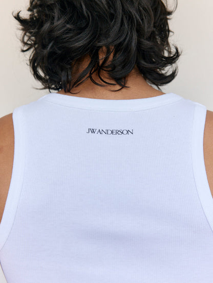 White Cotton Rib Vest