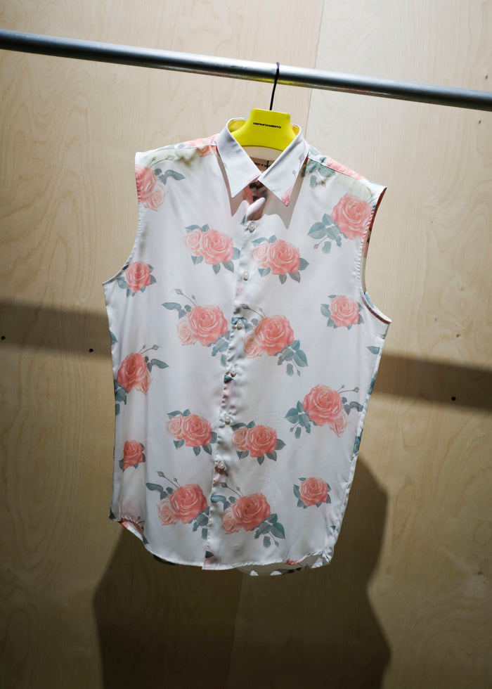 White Rose Print Sleeveless Dress Shirt | Ernest W. Baker | DEPARTAMENTO