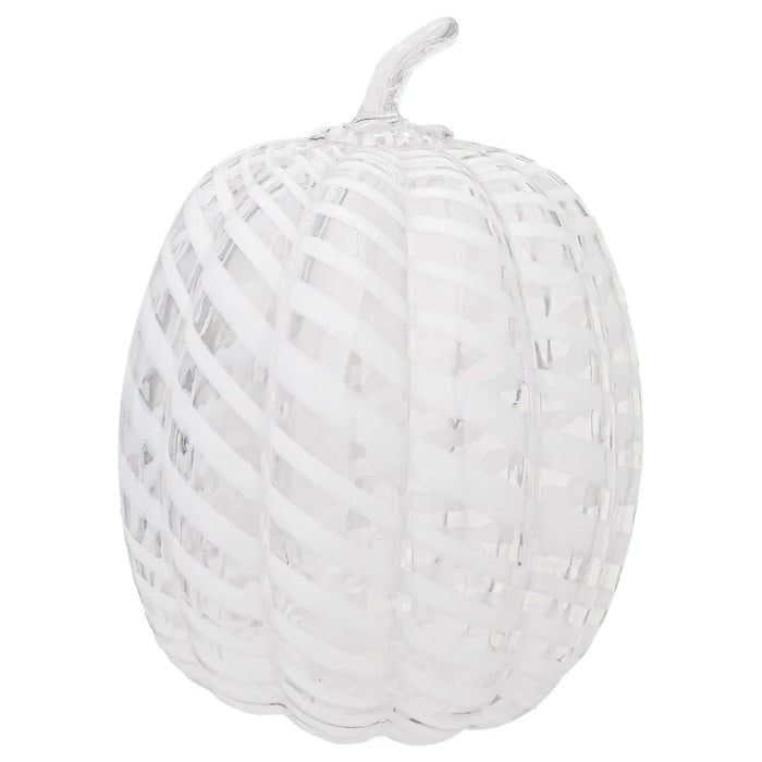 White Swirl Glass Pumpkin