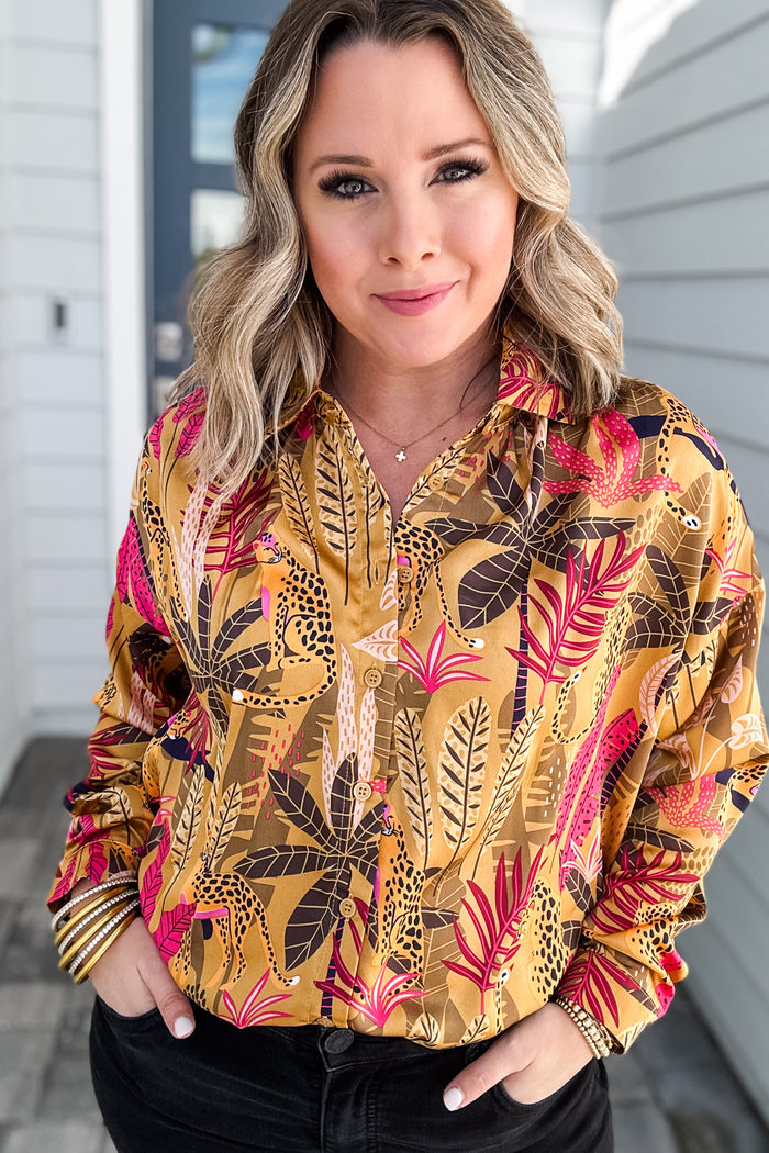 Wild Thing Button Down - Taupe - B Social Boutique
