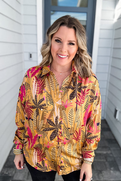 Wild Thing Button Down - Taupe - B Social Boutique