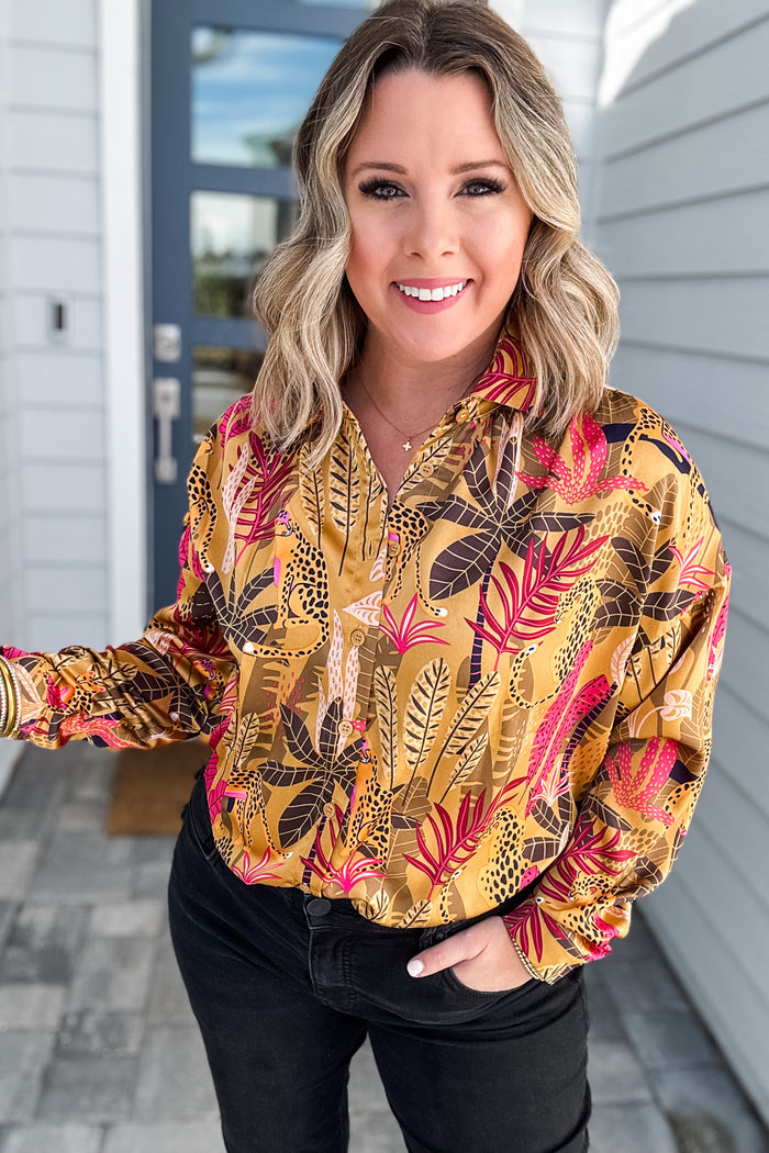 Wild Thing Button Down - Taupe - B Social Boutique
