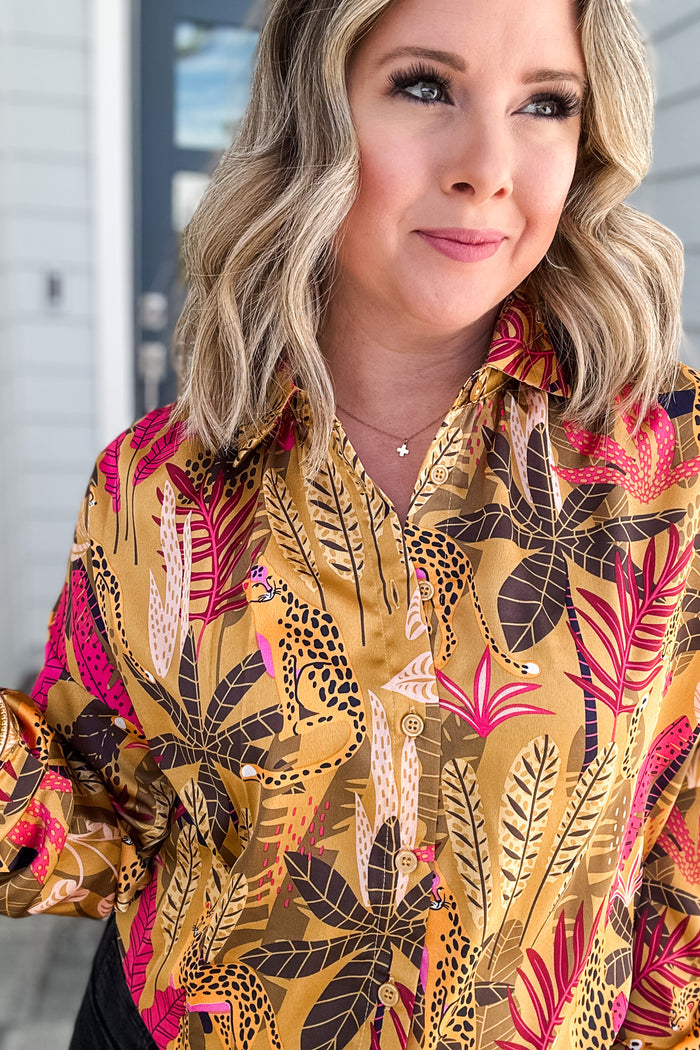 Wild Thing Button Down - Taupe - B Social Boutique