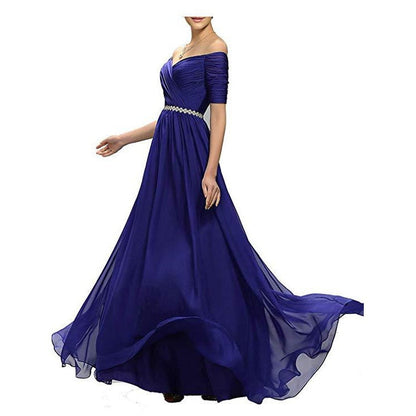 Womens Chiffon Bridesmaid Dress Aline Wedding Guest Gown