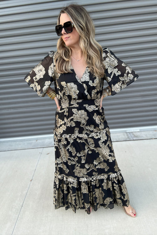 Z Supply: Kiera Jacquard Maxi Dress -  Black