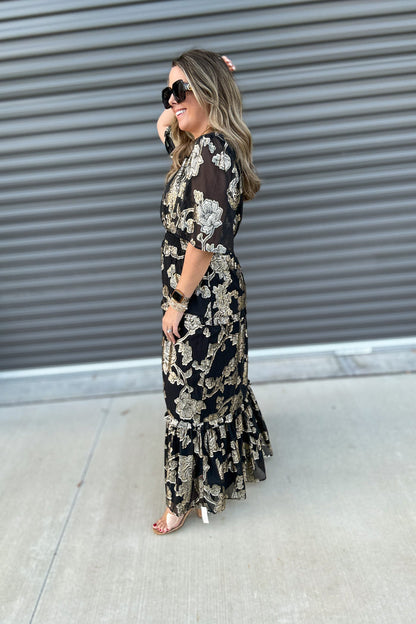 Z Supply: Kiera Jacquard Maxi Dress -  Black - B Social Boutique