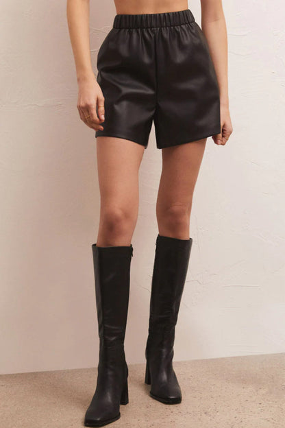 Z Supply: TIA FAUX LEATHER SHORT - Black - B Social Boutique