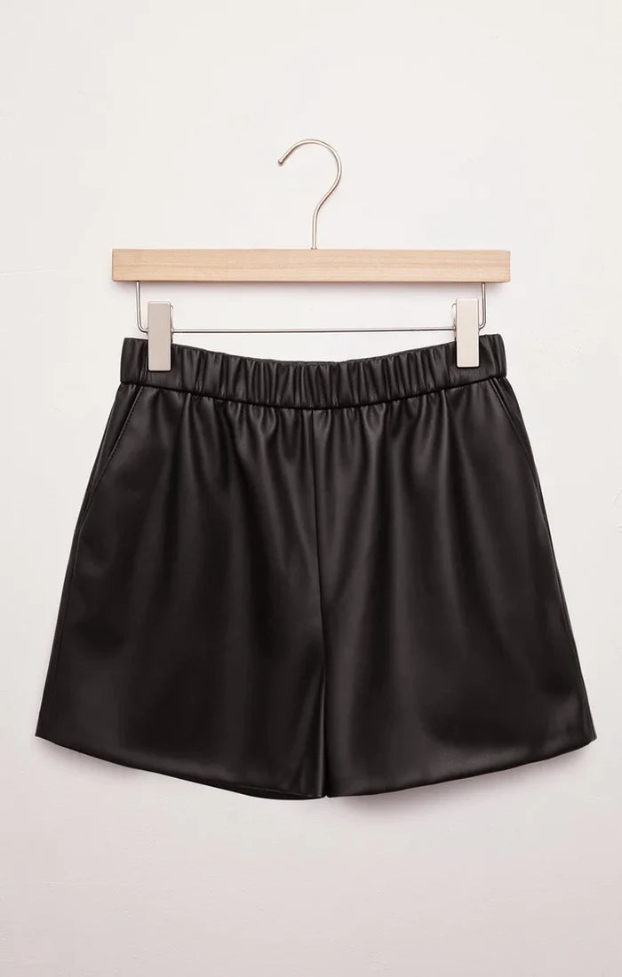 Z Supply: TIA FAUX LEATHER SHORT - Black - B Social Boutique